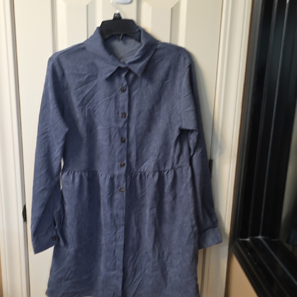 SHEIN Blue Long Sleeve Dress